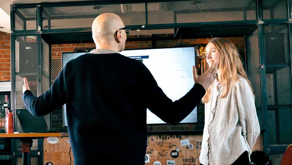 A one-to-one speaker training session in progress at the Speakery Studio
